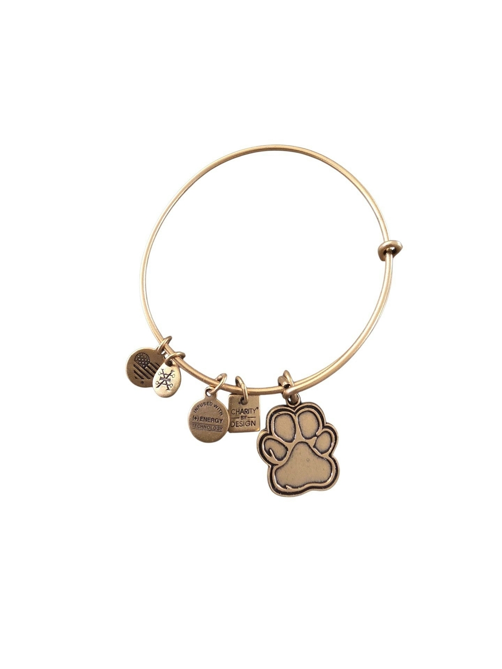 Alex and Ani Gold Paw Print Charm Bangle